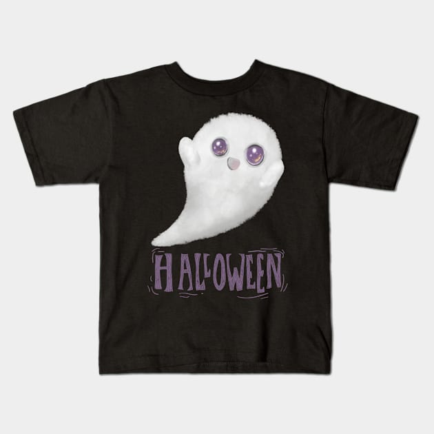 Halloween boooo cute ghost Happy Halloween Kids T-Shirt by BoogieCreates